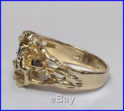 Vintage Mans 14k Yellow Gold Blue Spinel Nugget Ring Sz 8.5 Mens Magma Unisex