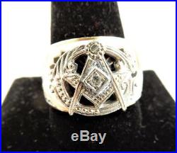 Vintage Masonic 10k Gold Men's Ring, Blue Lodge 3rd Degree Mason, Size 12 #J44