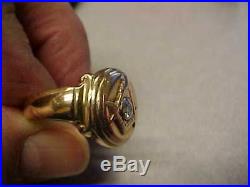 Vintage Masonic 1/4 Ct Diamond Men S Ring Solid Gold Size 11 Weighs 13.1 Grams