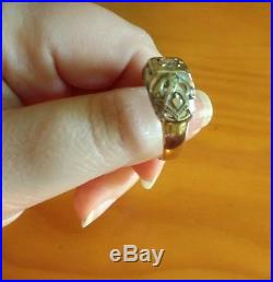 Vintage Masonic Diamond Ring 10K Two Tone Gold Men's Size 8 Freemasonry Shriners