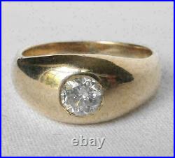 Vintage Men' 1 Ct Round Moissanite Solitaire Pinky Ring 14K Yellow Gold Plated