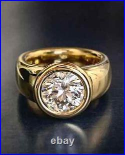 Vintage Men' 3CT Lab Created Round Cut Diamond Pinky Ring 14K Yellow Gold Plated