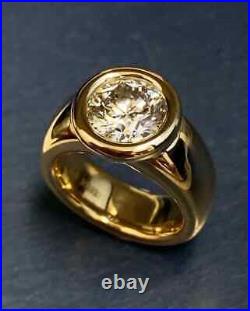 Vintage Men' 3CT Lab Created Round Cut Diamond Pinky Ring 14K Yellow Gold Plated