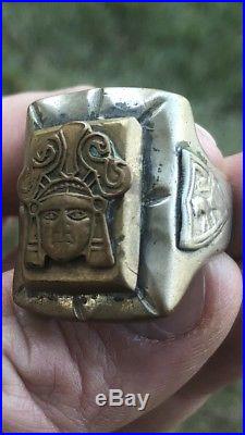 Vintage Men Mexican Biker Aztec Warrior Antique Ring