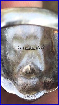 Vintage Men Sterling Silver Turquoise Indian Chief Antique Biker Ring