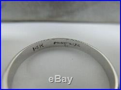 Vintage Men Women's Prism-Lite Solid 14K White Gold Ring Plain Band 1.8gr Size 7