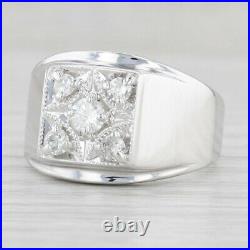 Vintage Men's 0.39ctw Diamond Cluster Ring 14k White Gold Size 9.5