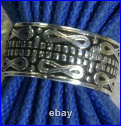 Vintage Men's 0.925 Sterling Silver 3/8 wide band unisex Ring size 8.25
