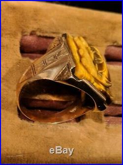 Vintage Men's 10K Gold Double Soldier Roman Cameo Ring Size 10 1/2 Must See