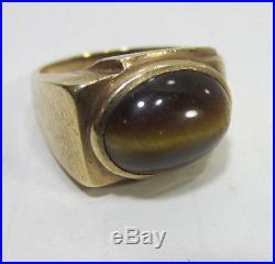 Vintage Men's 10K Gold Tiger Eye Ring