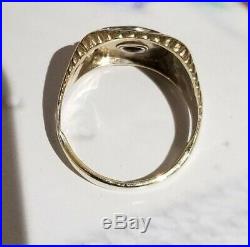 Vintage Men's 10K Yellow Gold. 25ct Diamond Freemasons Masonic Ring Size 15