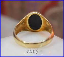 Vintage Men's 10K yellow gold black onyx cabochon diamond ring sz 12.5