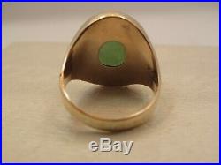 Vintage Men's 10 Carat Jade Jadeite 9K Gold U. K. Hallmarked Ring