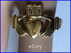 Vintage Men's 10k Yellow Gold Celtic Claddagh Heart Ring 4 grams size 11.5