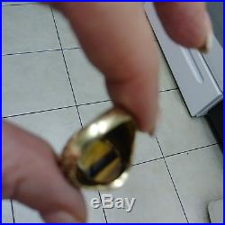 Vintage Men's 10k yellow Gold Tiger Eye Ring 13.1 grams Size 11.5