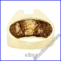 Vintage Men's 14K Yellow Gold. 56ct Floating Moving Round Brilliant Diamond Ring