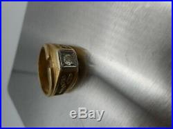 Vintage Men's 14K Yellow Gold Diamond Ring Size 10 Wearable not scrap 7.7 grams