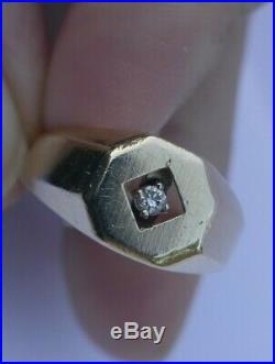 Vintage Men's 14K Yellow Gold Diamond Ring Size 9 6.3 Grams