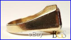 Vintage Men's 14K Yellow Gold Garnet Ring Size 11.25 FREE SHIPPING LOOK