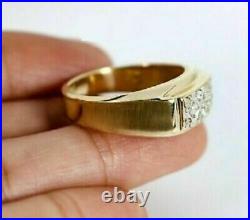 Vintage Men's 14K Yellow Gold Over 1.20 CT Round Cut Diamond Engagement Ring