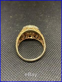 Vintage Men's 14k 1ctw Diamond Kentucky Cluster Flower Side Ring Wear Not Scrap