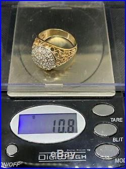 Vintage Men's 14k 1ctw Diamond Kentucky Cluster Flower Side Ring Wear Not Scrap
