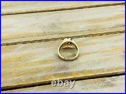 Vintage Men's 14k Solid Yellow Gold 1.54ct Round Checkered Rhodolite Garnet Ring