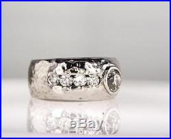 Vintage Men's 14k White Gold Natural Round Old Miner Diamond Ring 1.80 CTW SI1