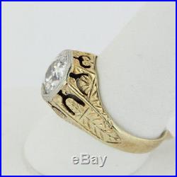 Vintage Men's 14k Yellow Gold 1.7ct Solitaire Diamond Ring withAppraisal-Size 9.25