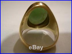 Vintage Men's 14k Yellow Gold, Apple Green, Jade Ring