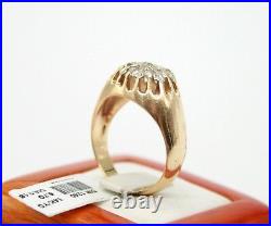 Vintage Men`s 14k Yellow Gold & Platinum Rose Cut Diamonds Ring. Size 10