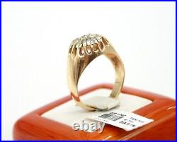 Vintage Men`s 14k Yellow Gold & Platinum Rose Cut Diamonds Ring. Size 10