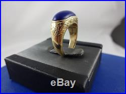 Vintage Men's 14k Yellow Gold Ring with Cabochon Lapis Stone sz 9 7.2gms