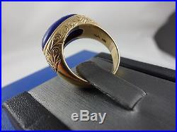 Vintage Men's 14k Yellow Gold Ring with Cabochon Lapis Stone sz 9 7.2gms