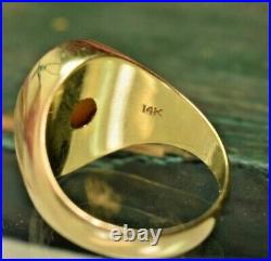 Vintage Men's 14k yellow gold large natural 7 ct opal cabochon ring sz 10
