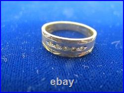 Vintage Men's 14kt Gold Band Ring with DiamondsSize 10Tri-Color