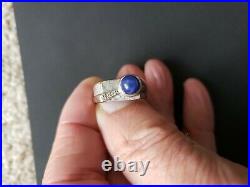 Vintage Men's 14kt White Gold Star Sapphire & Diamond Men's Ring Amazing