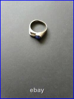 Vintage Men's 14kt White Gold Star Sapphire & Diamond Men's Ring Amazing