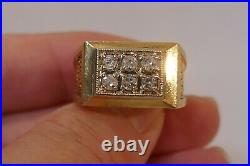 Vintage Men's 14kt. Yellow Gold & Brilliant Cut Diamond Ring Size 9