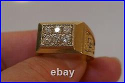 Vintage Men's 14kt. Yellow Gold & Brilliant Cut Diamond Ring Size 9