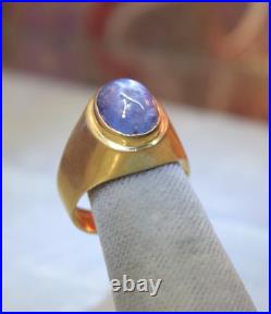 Vintage Men's 18K Yellow Gold 10 Ct Blue Star Sapphire Ring sz 10.25