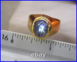 Vintage Men's 18K Yellow Gold 10 Ct Blue Star Sapphire Ring sz 10.25