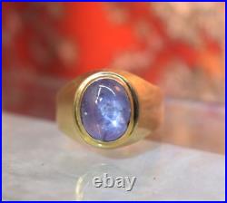 Vintage Men's 18K Yellow Gold 10 Ct Blue Star Sapphire Ring sz 10.25