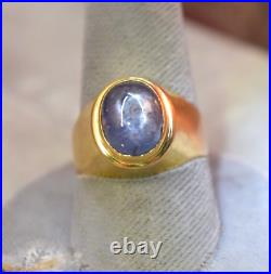 Vintage Men's 18K Yellow Gold 10 Ct Blue Star Sapphire Ring sz 10.25