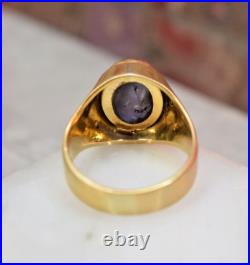 Vintage Men's 18K Yellow Gold 10 Ct Blue Star Sapphire Ring sz 10.25