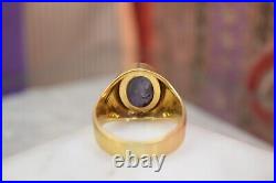 Vintage Men's 18K Yellow Gold 10 Ct Blue Star Sapphire Ring sz 10.25