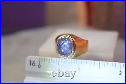 Vintage Men's 18K Yellow Gold 10 Ct Blue Star Sapphire Ring sz 10.25