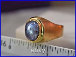 Vintage Men's 18K Yellow Gold 10 Ct Blue Star Sapphire Ring sz 10.25