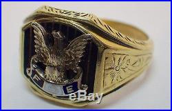 Vintage Men's 1930's 14K Fraternal Order of Eagles FOE Ring 9.6 Grams Size 9.5