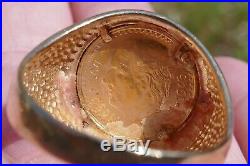 Vintage Men's 1945 2.5 Gold Peso 10kt Yellow Gold Ring Size 12